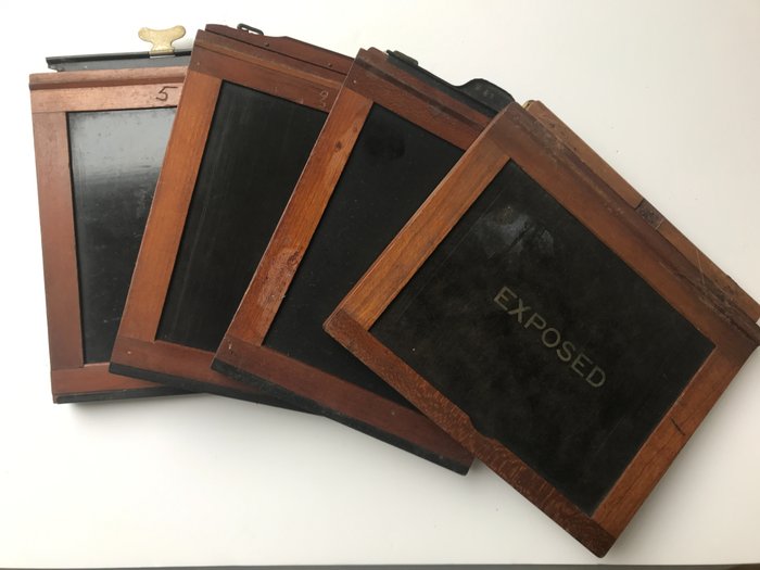 Kodak, Rochester Optical Co. Lot de 5 plaques photographiques Filmhållare