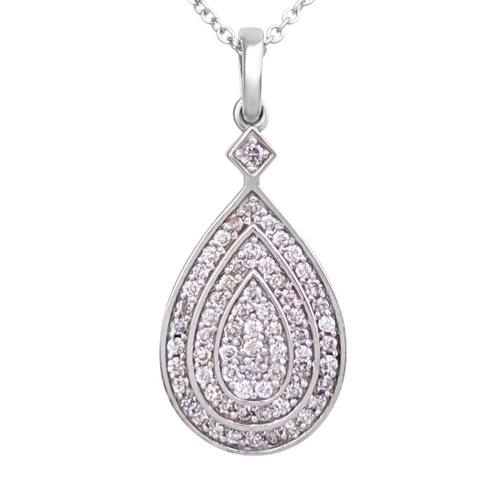 Sans Prix de Réserve - Collier avec pendentif - 14 carats Or blanc -  0.40 tw. Rose Diamant  (Couleur naturelle) 