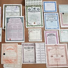 Certificaat – (19) Lost empires, (former) Kingdoms and States – Original historic (gold) Bonds and Securities 1890-1956 – 1890