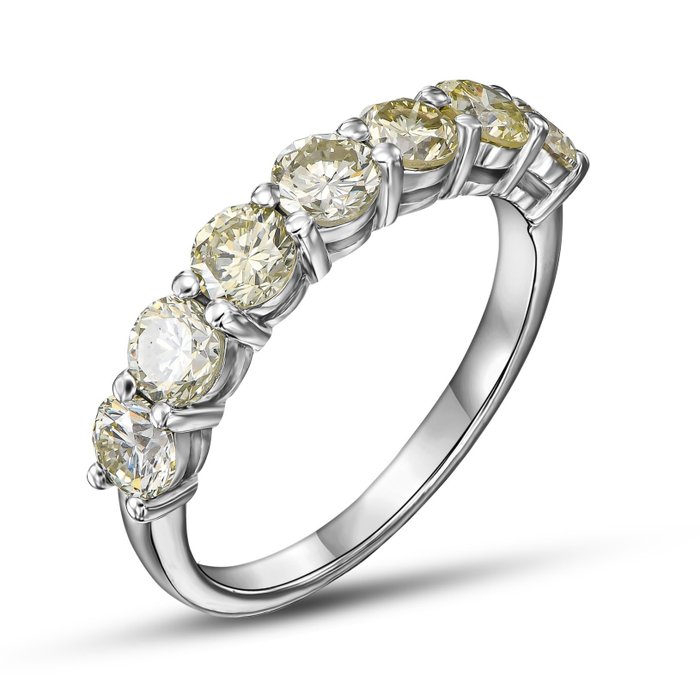 No Reserve Price - Ring - 14 kt. White gold -  2.15 tw. Yellow Diamond  (Natural coloured) 