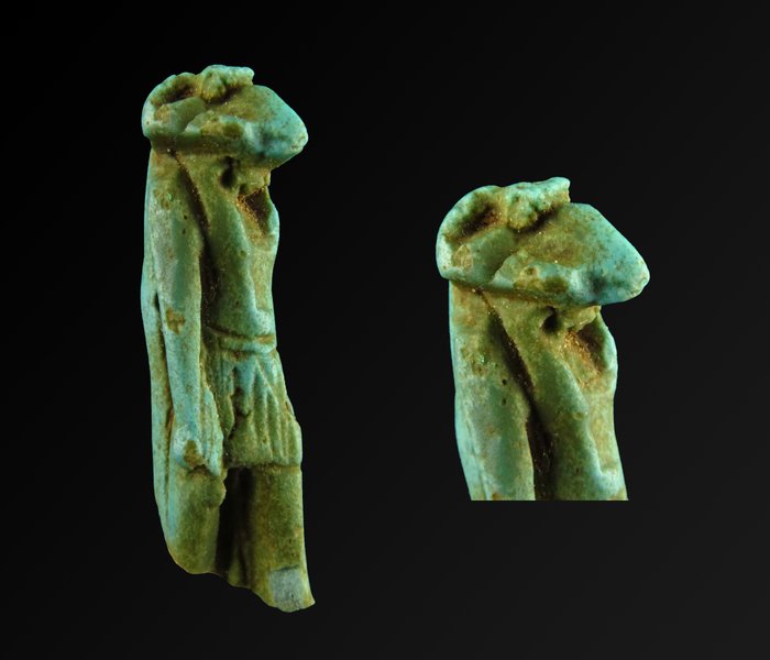 Altägyptisch Fayence Amulett des Widdergottes Chnum - 5.5 cm  (Ohne Mindestpreis)