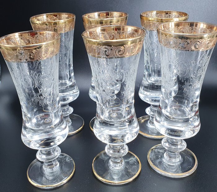 Italian Manufacturer - Champagneglass (6) - Forgyldning, Glass