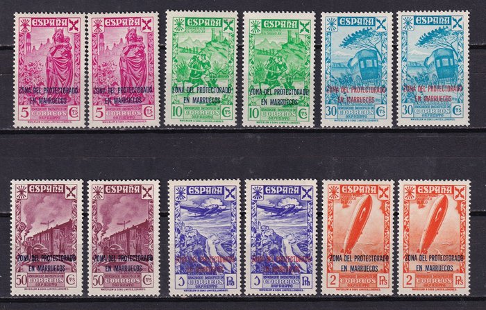 Morocco 1943 - Charity - 2 Complete Series - Varieties - Edifil 26/31