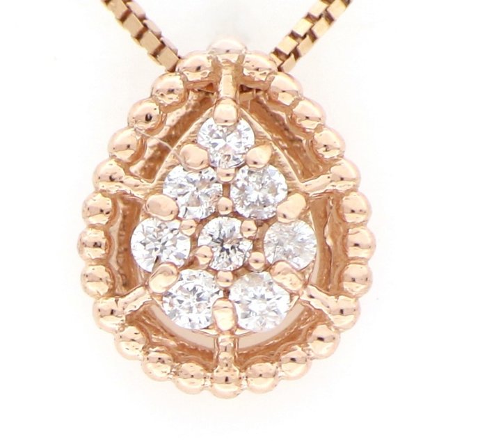 Fără preț de rezervă - Colier cu pandantiv - 18 ct. Aur roz, NOU -  0.08 tw. Diamant  (Natural) 