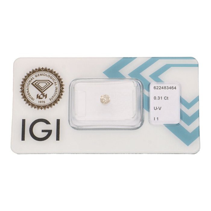 没有保留价 - 1 pcs 钻石  (天然色彩的)  - 0.31 ct - Light 棕色 - I1 内含一级 - 国际宝石研究院（IGI） - 老欧式切工