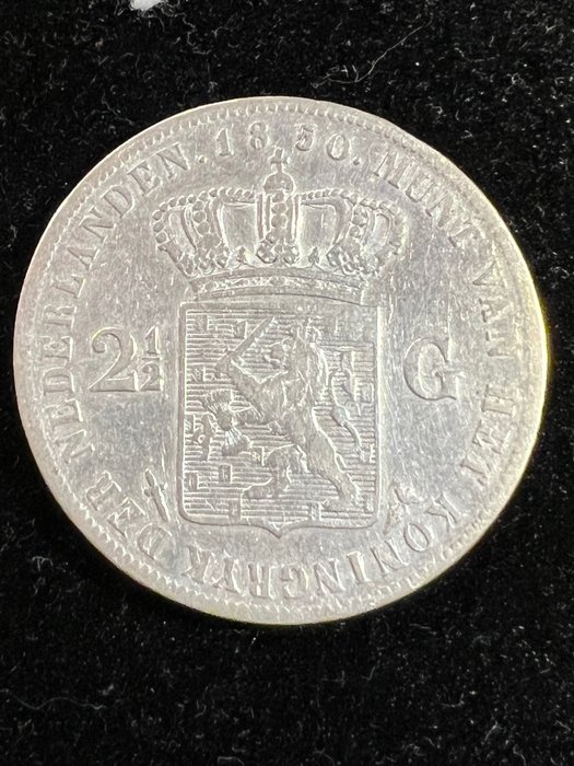 Nederländerna. Willem III (1849-1890). 2 1/2 Gulden 1850  (Utan reservationspris)