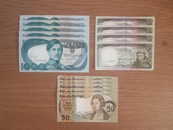 Portugalia. - 14 banknotes - various dates  (Fără preț de rezervă)