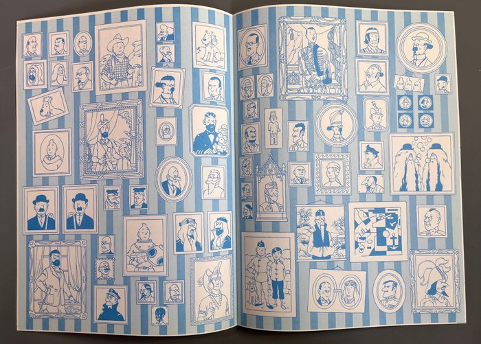Dokument - Hergé - Essais d'imprimerie Casterman - Pages de garde bleu foncé + bleu clair - 1980