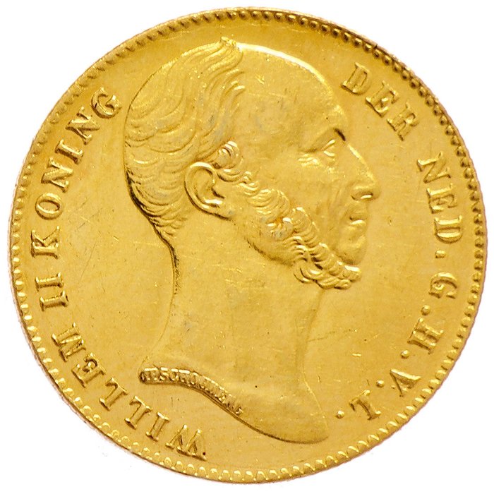 荷蘭. Willem II (1840-1849). 5 Gulden 1843 - mintage: 1595 ex.