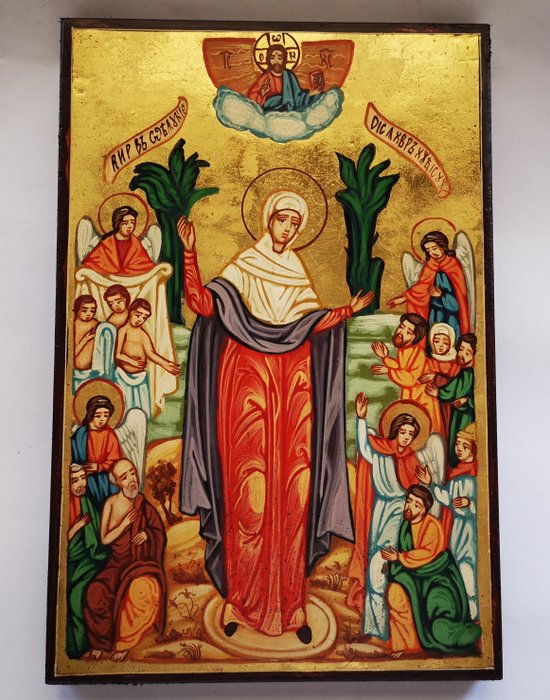 Ikone - Ikone der Heiligen Mutter Gottes, Freude für alle Trauernden - Holz