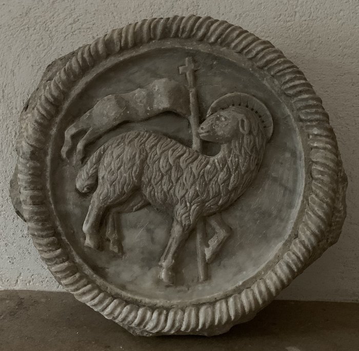 Relief, "Agnus Dei " - 25 cm - Marmor