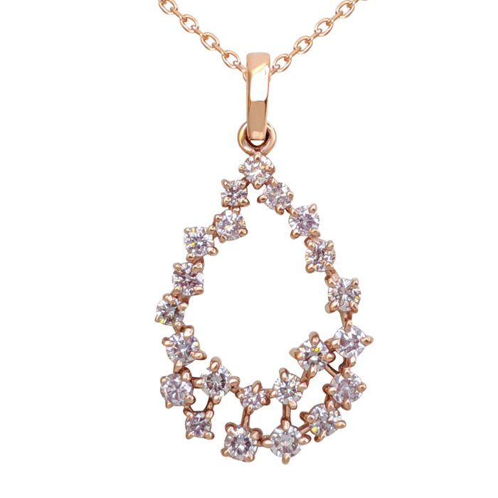 No Reserve Price - Necklace with pendant Pink gold -  0.71 tw. Diamond  (Natural coloured) 