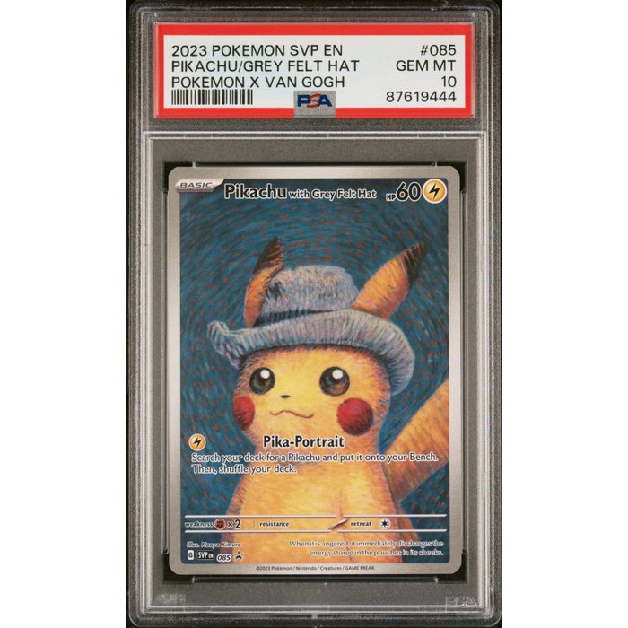 Pokémon - 1 Graded card - Pikachu with Grey felt Hat Promo Van Gogh Museum - PSA 10