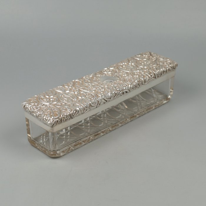 容器 - .925 银, 玻璃, Hilliard & Thomason, 伯明翰 1901 *无保留* - 梳齿盒 - 1900-1910