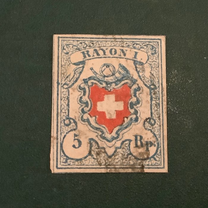 瑞士 1851 - Rayon I - Stein C2，類型 12 - 批准 - Zumstein 17 II, stein C2