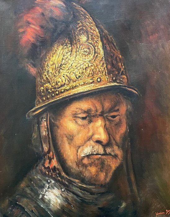 Johannes Bos (XX) - De ridder met de gouden helm (naar Rembrandt)