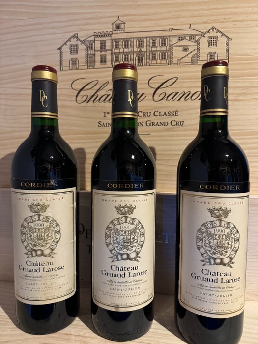 1990 Château Gruaud Larose - Saint-Julien 2ème Grand Cru Classé - 3 Botellas (0,75 L)