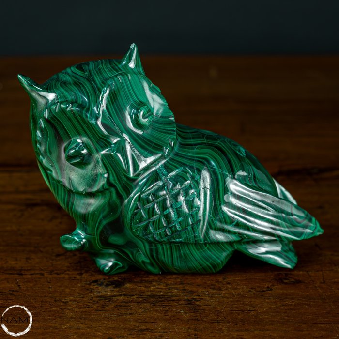 Very Decorative Natural Malachite Owl- 1220.48 g