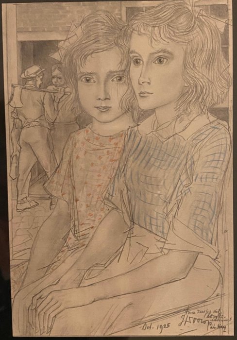 Jan Toorop (1858-1928) - Twee zusjes de Wit uit de volksachterbuurt uit Den Haag