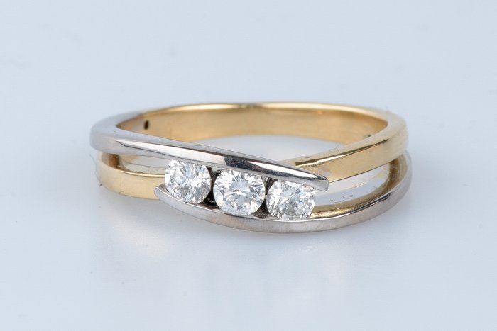 Gyűrű - 18 kt. Fehér arany, Sárga arany 