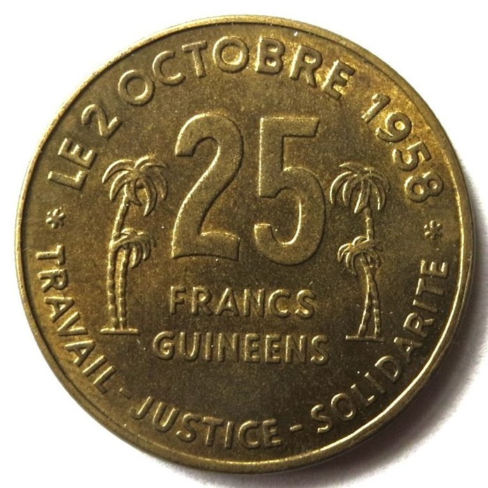 Guinea. 25 Francs 1959 'Ahmed Sekou Toure' zeldzaam in kwaliteit  (Senza Prezzo di Riserva)