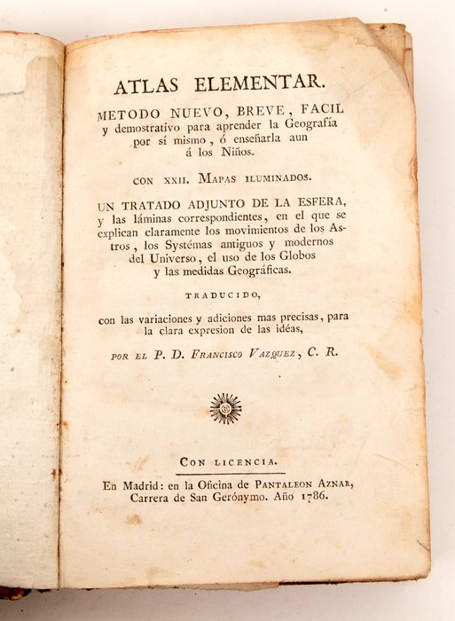 Verden, Atlas - -; Francisco Vázquez - Atlas elementar - 1781-1800