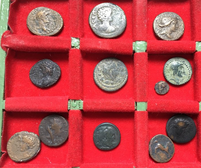 Grækenland (gamle). Group of 12 coins: different city states and denominations
