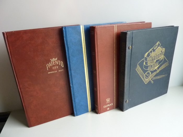Welt  - Sammlung von Briefmarken und Bögen in 3 Einsteckbüchern und einem Weltalbum.