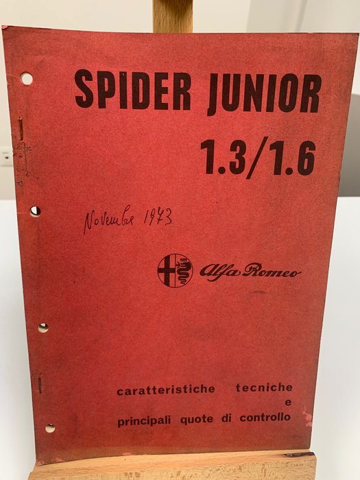 Alfa Romeo Spider Junior 1.3/1.6 Caratteristiche tecniche e principali quote di controllo - 1973