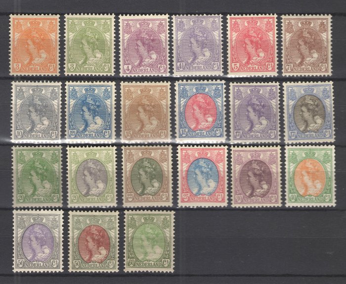 荷兰 1899/1923 - 威廉明娜毛领 - NVPH 56-76
