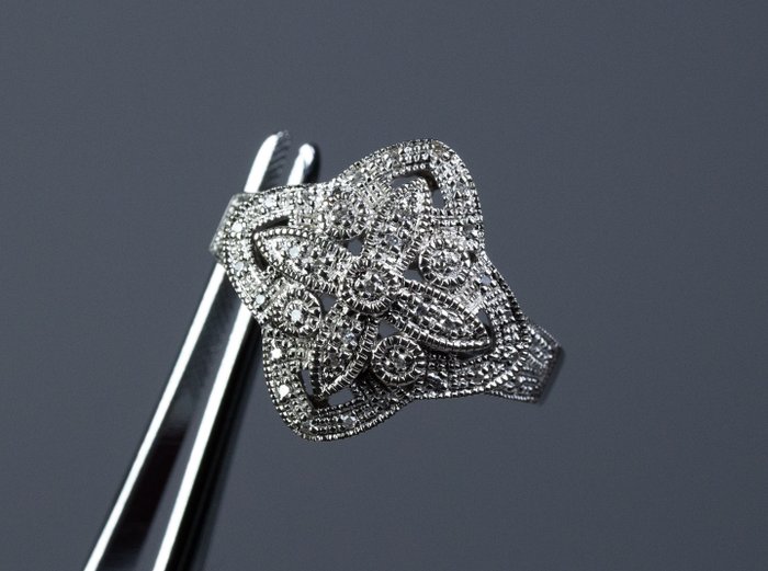 Zonder Minimumprijs - 0.35 ct Diamanten - Ring - 925 zilver 