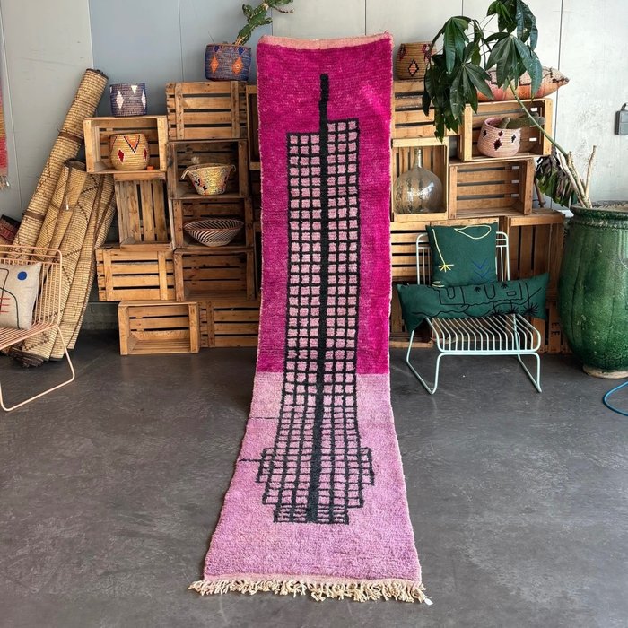 柏柏爾紫色走廊地毯 - 摩洛哥跑步地毯 - 小地毯 - 355 cm - 75 cm