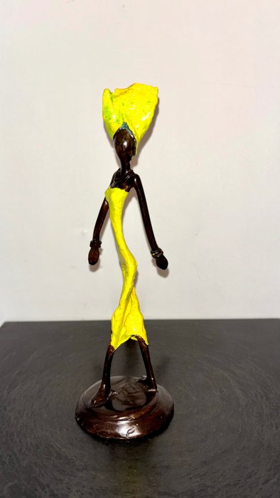 Abdoulaye Derme - Scultura, Femme - 21.5 cm - Bronzo verniciato a freddo