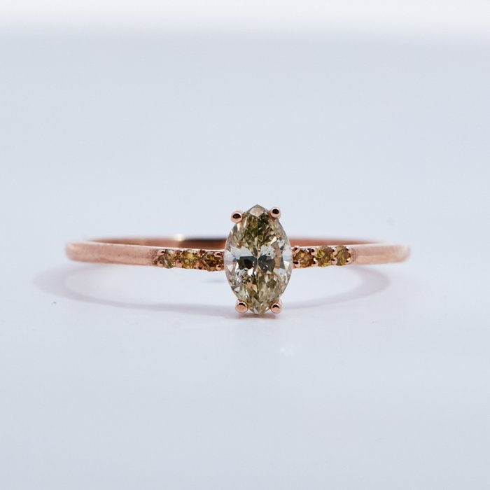 Ohne Mindestpreis - Ring Roségold Diamant  (Natürlich) 