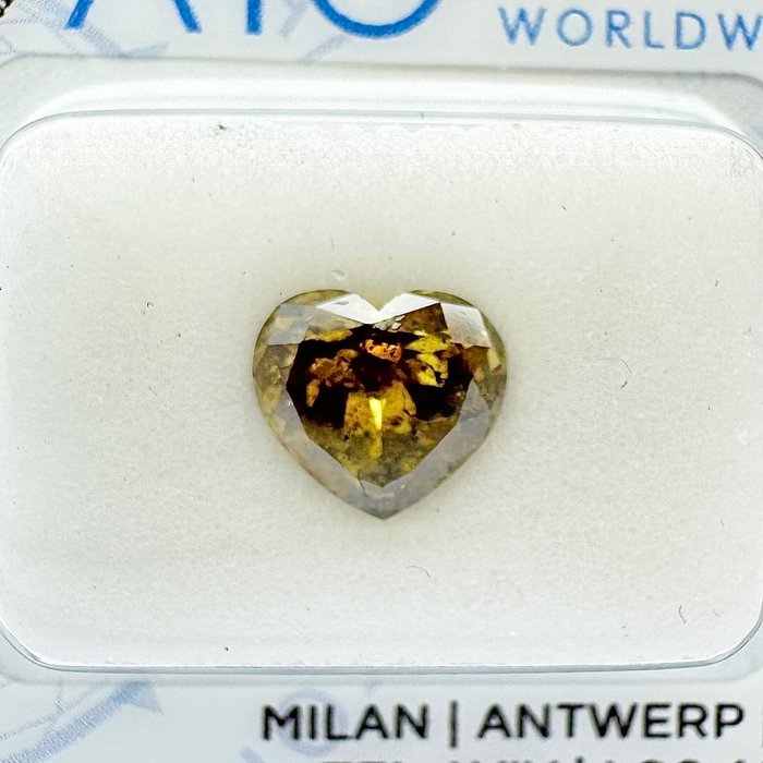 1 pcs Diamant - 1.54 ct - Hjerte - fancy dyb brungul - I1, No Reserve Price
