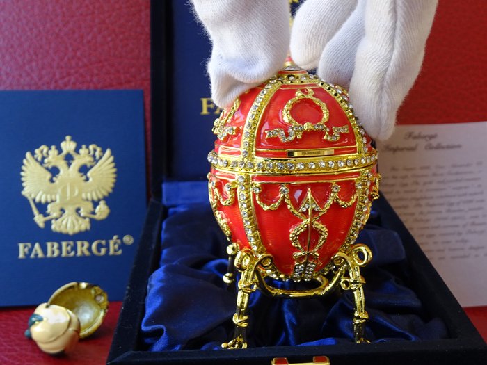 小雕像 - House of Faberge - Imperial Egg - Fabergé style - Original Box - Certificate of Authenticity - 鍍金