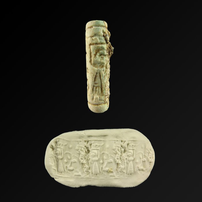 Αρχαία Ελαμίτης Faience Σφραγίδα κυλίνδρου - 3.5 cm  (χωρίς τιμή ασφαλείας)