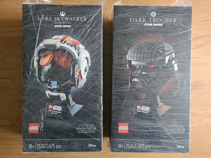 Lego - Star Wars - Luke Skywalker (Red Five) Helmet - 75327 & Dark Trooper Helmet - 75343 - Posterior a 2020