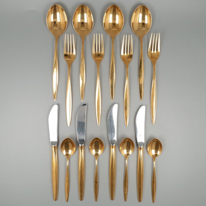 WMF. Model "Kopenhagen" - 餐具套装 (16) - Gold-plated, .800 银