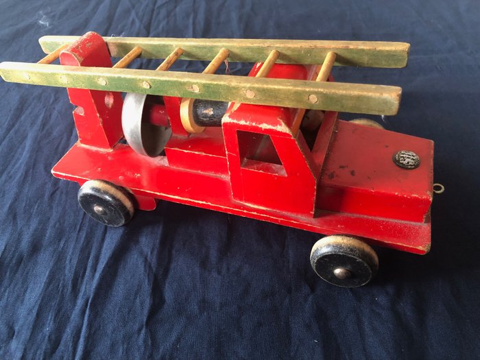 SIO Houten speelgoed - 玩具 Brandweer Ladderwagen - 1940-1950 - 荷蘭