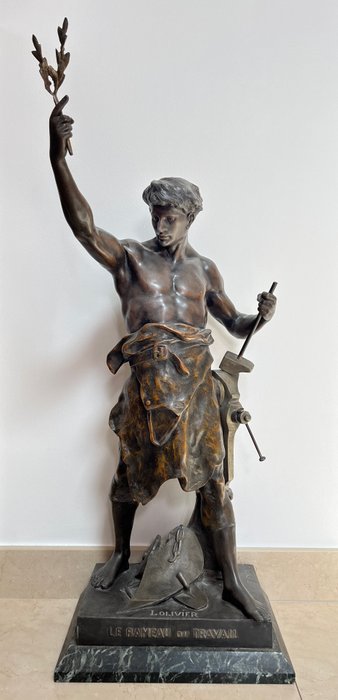 Emile Louis Picault (1833-1915) - 雕塑, "L’Olivier, Le Rameau du Travail" - 90 cm - 粗锌