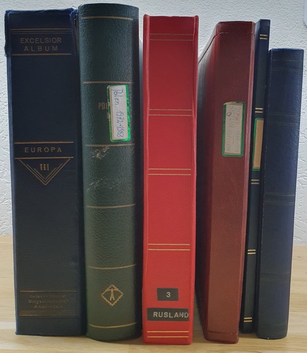 Europe 1872/1985 - Diverses collections en 3 albums et 3 livres de stock, dont la Pologne, l'Empire allemand et l'URSS