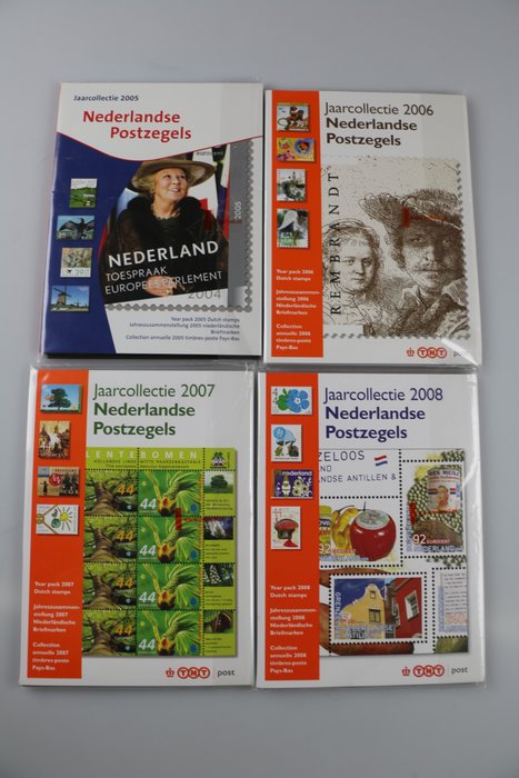 Holland  - Årlige Samlinger Frimærker 2005, 2006, 2007, 2008