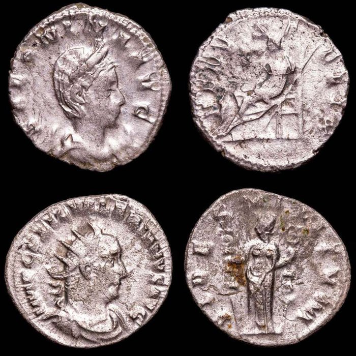 Romerska riket. Salonina & Valerian I. Lot comprising two (2) antoninianus From Cologne & Rome mint. VENVS FELIX / FIDES MILITVM  (Utan reservationspris)