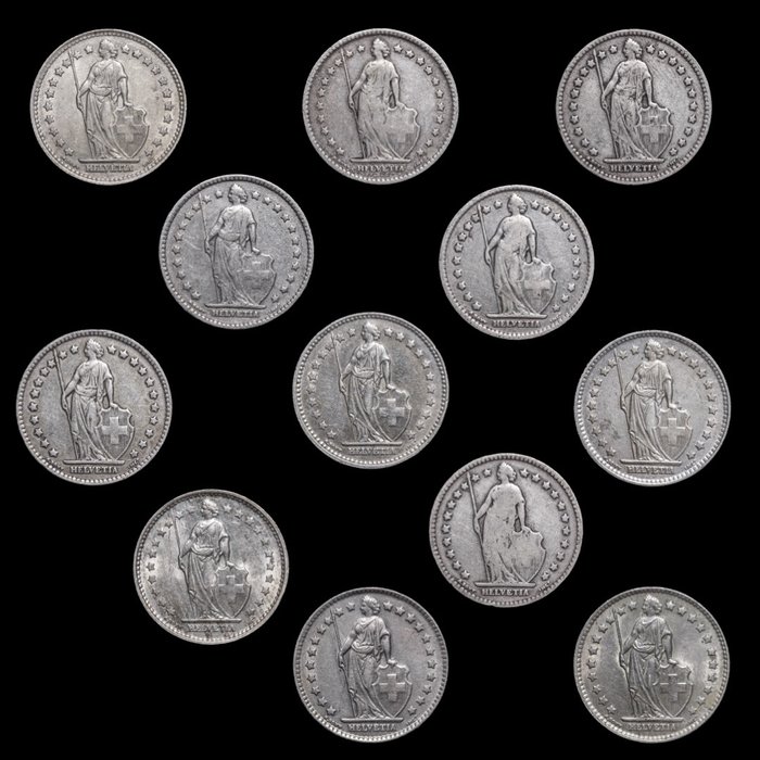 Schweiz. 12 x 1 Franco 1886-1964  (Ohne Mindestpreis)