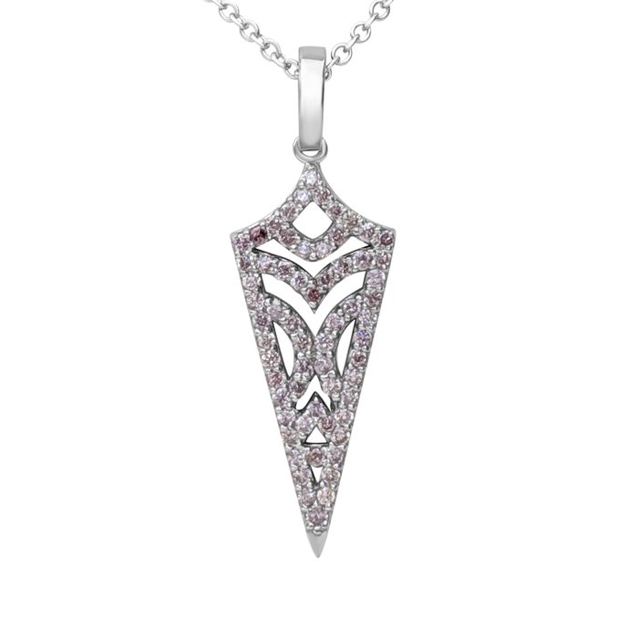 Zonder Minimumprijs - Ketting met hanger - 14 karaat Witgoud -  0.25 tw. Roze Diamant  (Natuurlijk gekleurd) 