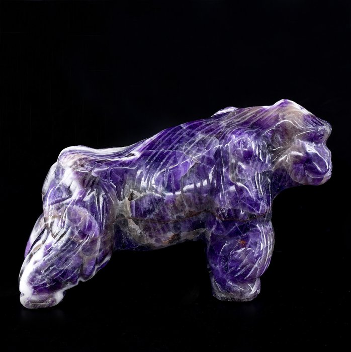 精彩細緻的夢幻紫水晶 大猩猩 - 高度: 14.2 cm - 闊度: 9.2 cm- 993 g