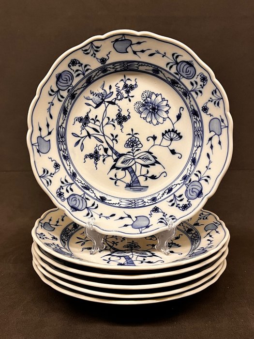 Teichert-Werke, Stadt Meissen - Servizio da cena per 6 persone (6) - Motivo cipolla blu - Piatti Piani  di 25 cm - Porcellana