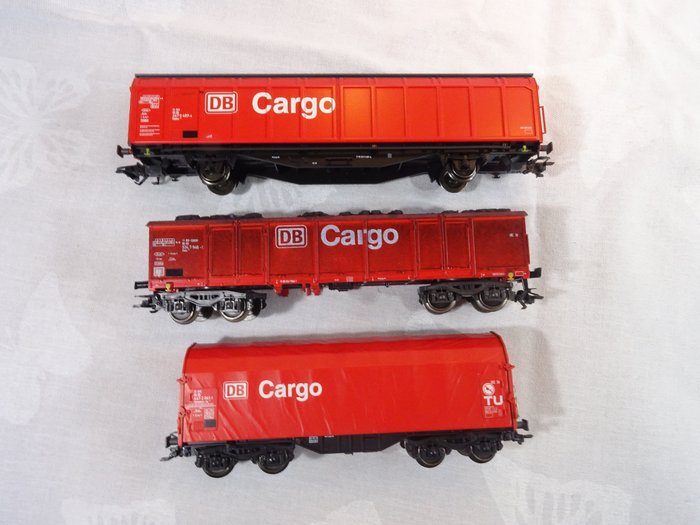 Märklin H0 - 47200/48012 - Wagon de marchandises pour trains miniatures (3) - 3 wagons de marchandises - DB Cargo