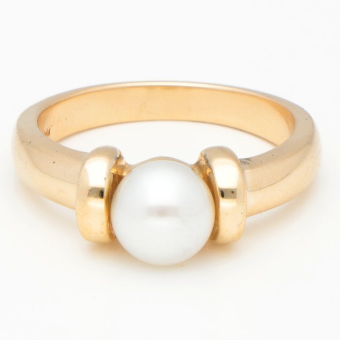 No Reserve Price - Ring - 14 kt. Yellow gold Pearl 